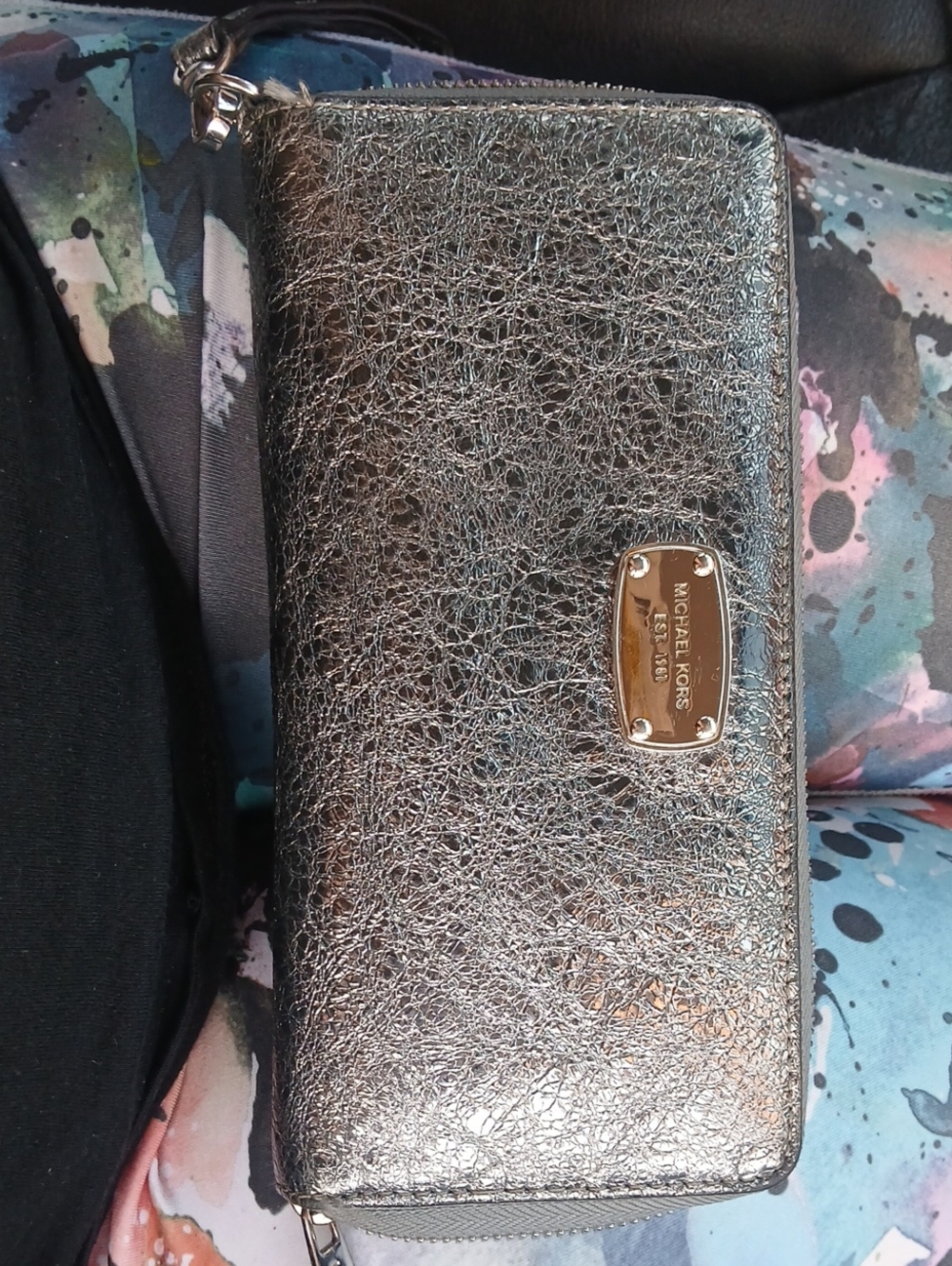 Michael Kors Metallic Silver Zip-Around Wallet